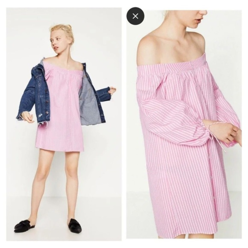 Women’s Zara Trafaluc Collection off the shoulder Pink ‎ Dress size Large Barbie